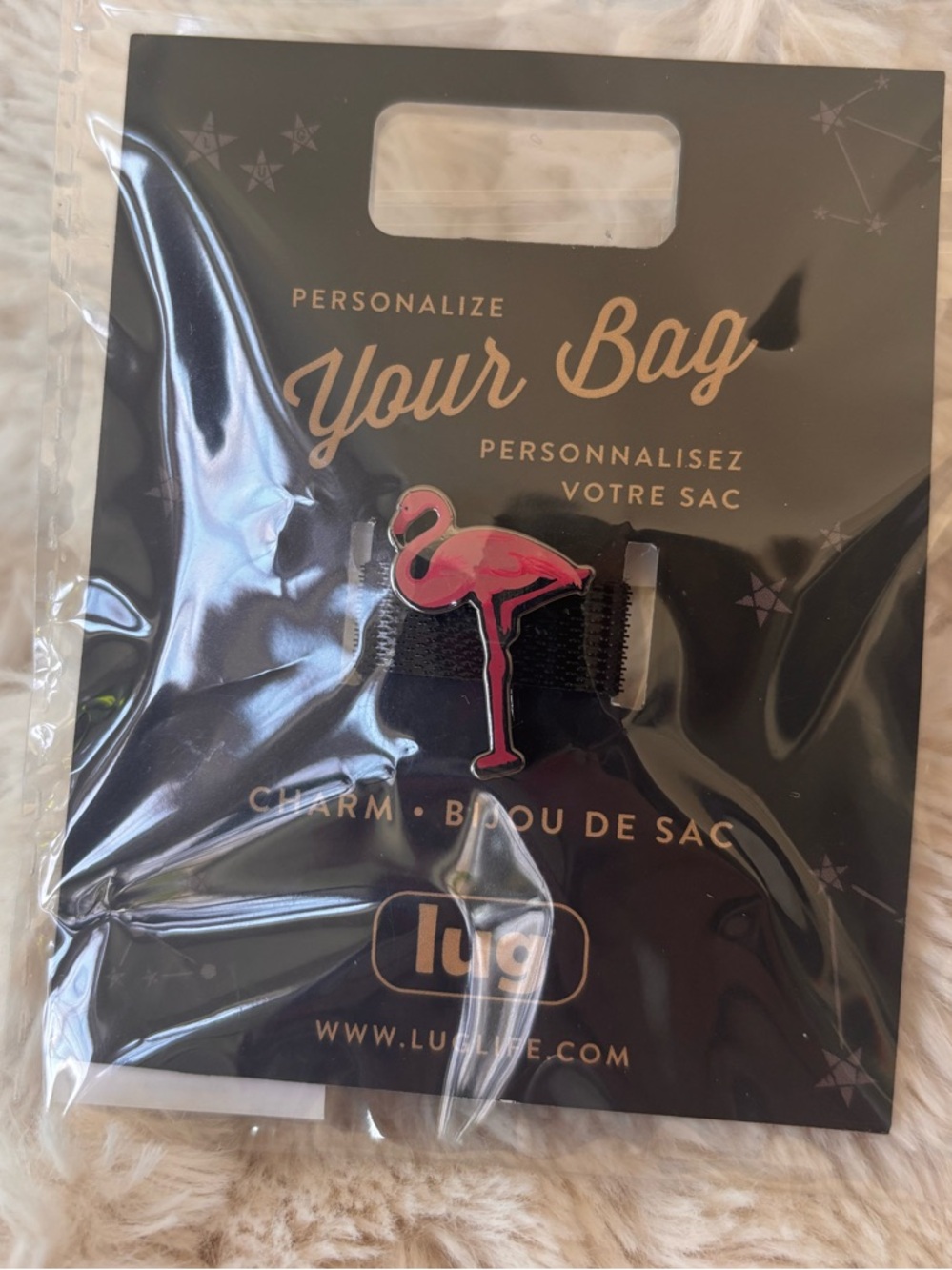 NWT Lug Pink Flamingo Enamel Bag Charm